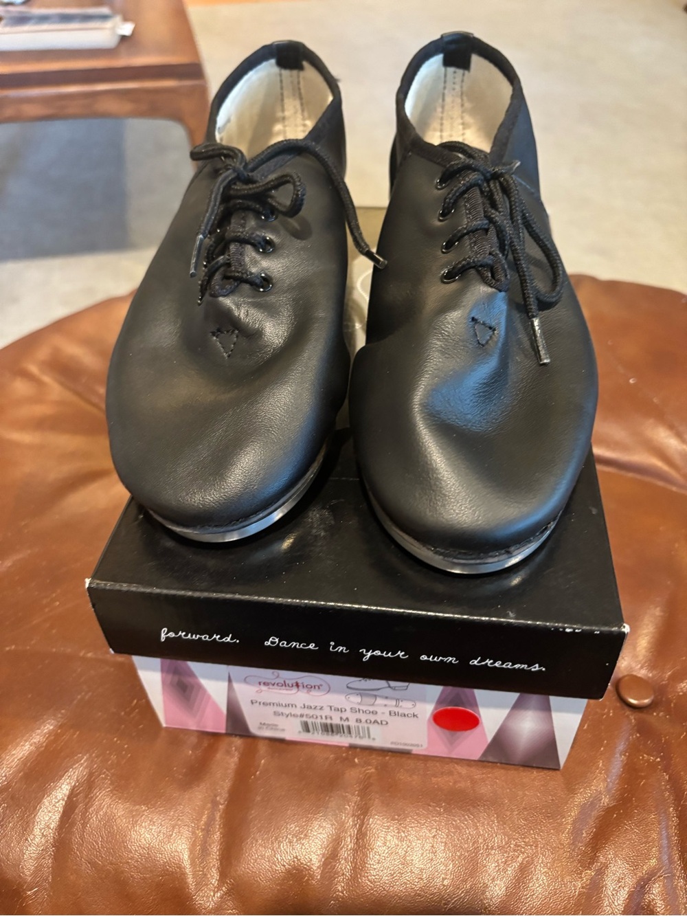 Revolution Black Lace-Up Jazz Tap Shoes